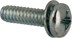 Value Collection - #6-32 UNC, 1/2" Length Under Head Phillips Drive Machine Screw - Pan Head, Grade J82 Steel, Zinc-Plated Finish, Internal Tooth - Benchmark Tooling
