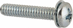 Value Collection - #6-32 UNC, 3/4" Length Under Head Phillips Drive Machine Screw - Pan Head, Grade J82 Steel, Zinc-Plated Finish, Internal Tooth - Benchmark Tooling