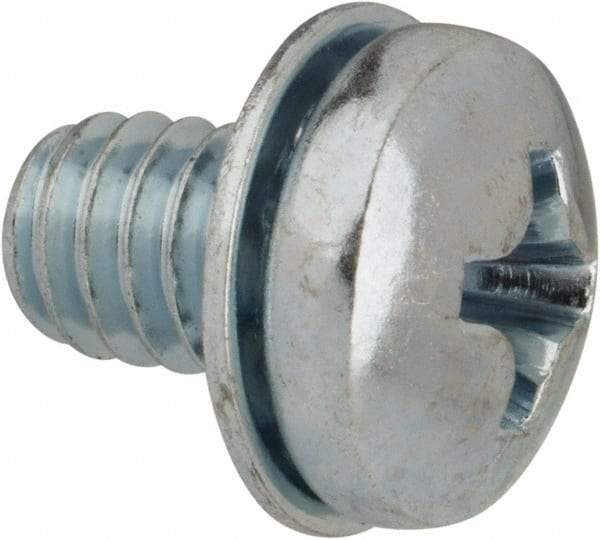 Value Collection - #8-32 UNC, 1/4" Length Under Head Phillips Drive Machine Screw - Pan Head, Grade J82 Steel, Zinc-Plated Finish, Internal Tooth - Benchmark Tooling