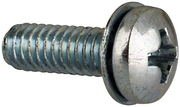 Value Collection - #8-32 UNC, 1/2" Length Under Head Phillips Drive Machine Screw - Pan Head, Grade J82 Steel, Zinc-Plated Finish, Internal Tooth - Benchmark Tooling
