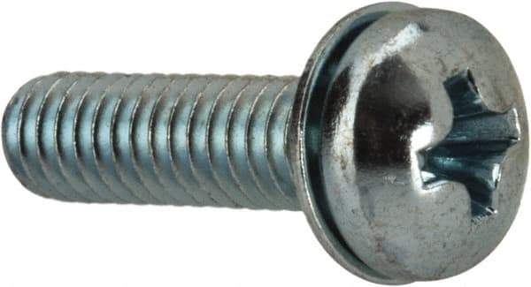 Value Collection - #8-32 UNC, 5/8" Length Under Head Phillips Drive Machine Screw - Pan Head, Grade J82 Steel, Zinc-Plated Finish, Internal Tooth - Benchmark Tooling