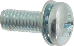 Value Collection - #10-32 UNF, 1/2" Length Under Head Phillips Drive Machine Screw - Pan Head, Grade J82 Steel, Zinc-Plated Finish, Internal Tooth - Benchmark Tooling