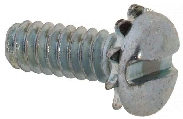 Value Collection - #6-32 UNC, 3/8" Length Under Head Slotted Drive Machine Screw - Pan Head, Grade J82 Steel, Zinc-Plated Finish, External Tooth - Benchmark Tooling