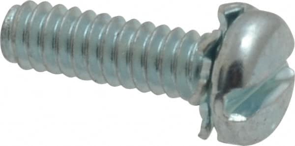 Value Collection - #6-32 UNC, 1/2" Length Under Head Slotted Drive Machine Screw - Pan Head, Grade J82 Steel, Zinc-Plated Finish, External Tooth - Benchmark Tooling
