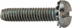 Value Collection - #8-32 UNC, 3/4" Length Under Head Slotted Drive Machine Screw - Pan Head, Grade J82 Steel, Zinc-Plated Finish, External Tooth - Benchmark Tooling