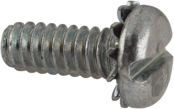 Value Collection - #10-24 UNC, 1/2" Length Under Head Slotted Drive Machine Screw - Pan Head, Grade J82 Steel, Zinc-Plated Finish, External Tooth - Benchmark Tooling