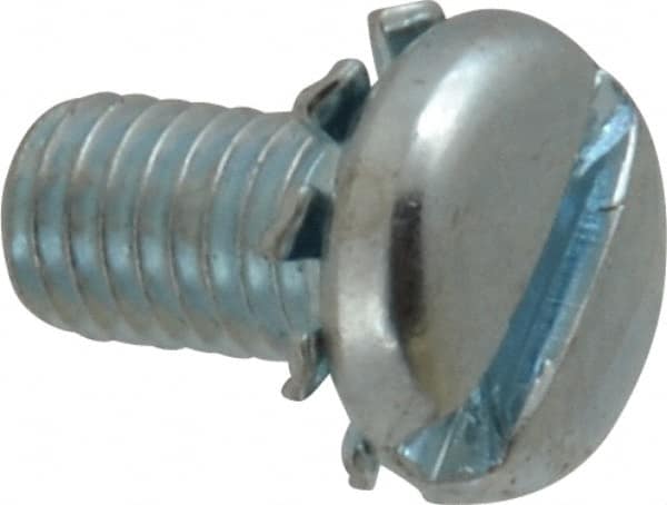 Value Collection - #10-32 UNF, 3/8" Length Under Head Slotted Drive Machine Screw - Pan Head, Grade J82 Steel, Zinc-Plated Finish, External Tooth - Benchmark Tooling