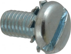 Value Collection - #10-32 UNF, 3/8" Length Under Head Slotted Drive Machine Screw - Pan Head, Grade J82 Steel, Zinc-Plated Finish, External Tooth - Benchmark Tooling