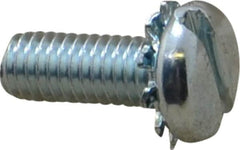 Value Collection - #10-32 UNF, 1/2" Length Under Head Slotted Drive Machine Screw - Pan Head, Grade J82 Steel, Zinc-Plated Finish, External Tooth - Benchmark Tooling