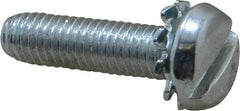 Value Collection - #10-32 UNF, 3/4" Length Under Head Slotted Drive Machine Screw - Pan Head, Grade J82 Steel, Zinc-Plated Finish, External Tooth - Benchmark Tooling