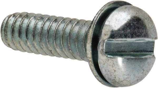 Value Collection - #6-32 UNC, 1/2" Length Under Head Slotted Drive Machine Screw - Pan Head, Grade J82 Steel, Zinc-Plated Finish, Internal Tooth - Benchmark Tooling