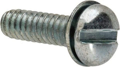 Value Collection - #6-32 UNC, 1/2" Length Under Head Slotted Drive Machine Screw - Pan Head, Grade J82 Steel, Zinc-Plated Finish, Internal Tooth - Benchmark Tooling