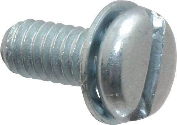 Value Collection - #8-32 UNC, 3/8" Length Under Head Slotted Drive Machine Screw - Pan Head, Grade J82 Steel, Zinc-Plated Finish, Internal Tooth - Benchmark Tooling