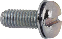 Value Collection - #10-32 UNF, 1/2" Length Under Head Slotted Drive Machine Screw - Pan Head, Grade J82 Steel, Zinc-Plated Finish, Internal Tooth - Benchmark Tooling
