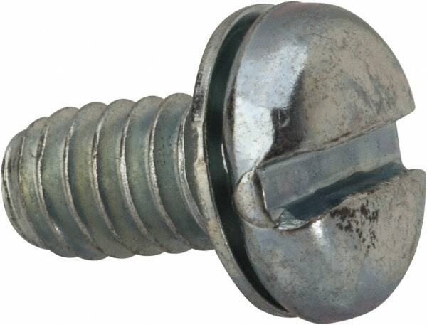 Value Collection - 1/4-20 UNC, 1/2" Length Under Head Slotted Drive Machine Screw - Pan Head, Grade J82 Steel, Zinc-Plated Finish, Internal Tooth - Benchmark Tooling