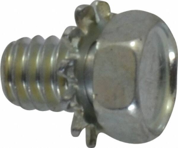 Value Collection - #8-32 UNC, 1/4" Length Under Head Hex Drive Machine Screw - Hex Head, Grade J82 Steel, Zinc-Plated Finish, External Tooth - Benchmark Tooling