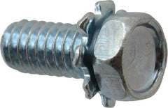 Value Collection - #8-32 UNC, 3/8" Length Under Head Hex Drive Machine Screw - Hex Head, Grade J82 Steel, Zinc-Plated Finish, External Tooth - Benchmark Tooling