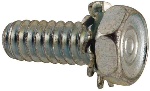 Value Collection - #10-24 UNC, 1/2" Length Under Head Hex Drive Machine Screw - Hex Head, Grade J82 Steel, Zinc-Plated Finish, External Tooth - Benchmark Tooling