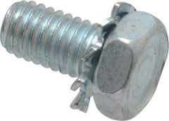Value Collection - #10-32 UNF, 3/8" Length Under Head Hex Drive Machine Screw - Hex Head, Grade J82 Steel, Zinc-Plated Finish, External Tooth - Benchmark Tooling
