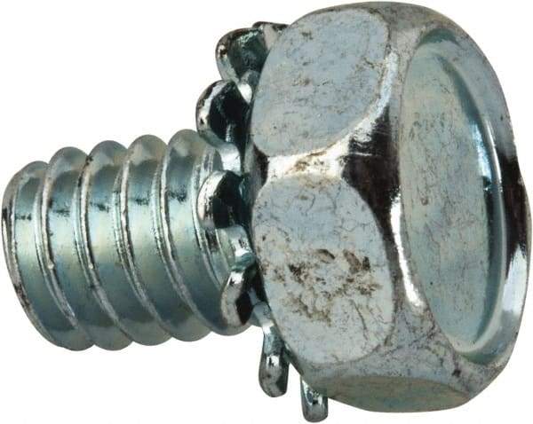 Value Collection - 1/4-20 UNC, 3/8" Length Under Head Hex Drive Machine Screw - Hex Head, Grade J82 Steel, Zinc-Plated Finish, External Tooth - Benchmark Tooling