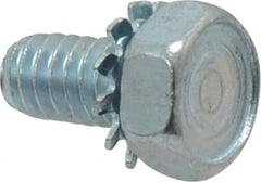 Value Collection - 1/4-20 UNC, 1/2" Length Under Head Hex Drive Machine Screw - Hex Head, Grade J82 Steel, Zinc-Plated Finish, External Tooth - Benchmark Tooling