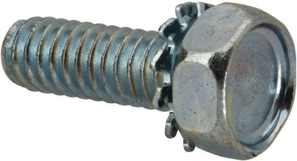 Value Collection - 1/4-20 UNC, 3/4" Length Under Head Hex Drive Machine Screw - Hex Head, Grade J82 Steel, Zinc-Plated Finish, External Tooth - Benchmark Tooling