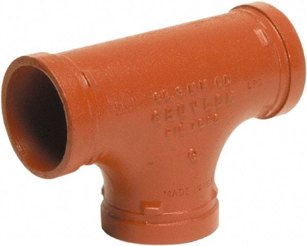 Made in USA - Size 2-1/2", Class 150, Malleable Iron Orange Pipe Tee - Grooved End Connection - Benchmark Tooling