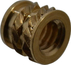 E-Z LOK - #2-56, 0.118" Small to 0.123" Large End Hole Diam, Brass Single Vane Tapered Hole Threaded Insert - 0.136" Insert, 0.122" Pilot Diam, 0.115" OAL, 0.08" Min Wall Thickness - Benchmark Tooling