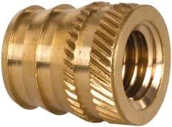 E-Z LOK - 3/8-16, 0.488" Small to 0.54" Large End Hole Diam, Brass Double Vane Tapered Hole Threaded Insert - 9/16" Insert, 0.493" Pilot Diam, 5/8" OAL, 0.293" Min Wall Thickness - Benchmark Tooling