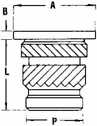 E-Z LOK - #2 56 UNC, 0.141" Diam, Brass Headed Heat Installed Threaded Insert - 1/8" Hole, 0.141" OAL x 0.018" High, 3/16" Head Diam - Benchmark Tooling