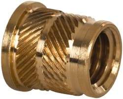 E-Z LOK - 3/8 16 UNC, 0.494" Diam, Brass Headed Heat Installed Threaded Insert - 15/32" Hole, 9/16" OAL x 0.065" High, 0.551" Head Diam - Benchmark Tooling