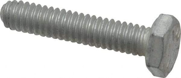 Made in USA - 1/4-20 UNC, 1-1/4" Length Under Head Hex Head Cap Screw - Fully Threaded, Grade 5 Steel, Zinc-Plated Finish, 7/16" Hex - Benchmark Tooling