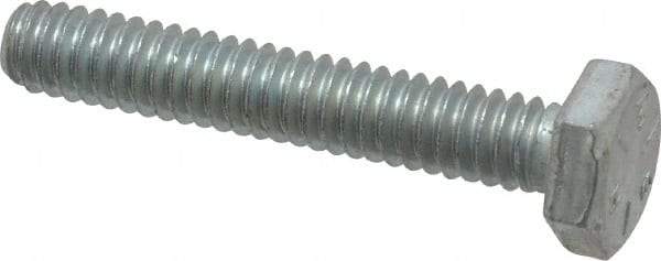 Made in USA - 1/4-20 UNC, 1-1/2" Length Under Head Hex Head Cap Screw - Fully Threaded, Grade 5 Steel, Zinc-Plated Finish, 7/16" Hex - Benchmark Tooling