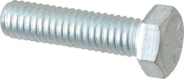 Made in USA - 5/16-18 UNC, 1-1/4" Length Under Head Hex Head Cap Screw - Fully Threaded, Grade 5 Steel, Zinc-Plated Finish, 1/2" Hex - Benchmark Tooling