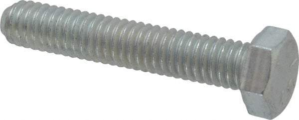 Made in USA - 5/16-18 UNC, 1-3/4" Length Under Head Hex Head Cap Screw - Fully Threaded, Grade 5 Steel, Zinc-Plated Finish, 1/2" Hex - Benchmark Tooling