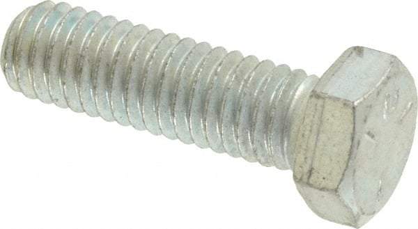 Made in USA - 3/8-16 UNC, 1-1/4" Length Under Head Hex Head Cap Screw - Fully Threaded, Grade 5 Steel, Zinc-Plated Finish, 9/16" Hex - Benchmark Tooling