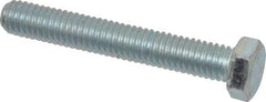 Made in USA - 3/8-16 UNC, 2-1/2" Length Under Head Hex Head Cap Screw - Fully Threaded, Grade 5 Steel, Zinc-Plated Finish, 9/16" Hex - Benchmark Tooling