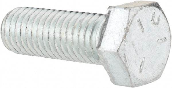 Made in USA - 1/2-13 UNC, 1-1/2" Length Under Head Hex Head Cap Screw - Fully Threaded, Grade 5 Steel, Zinc-Plated Finish, 3/4" Hex - Benchmark Tooling
