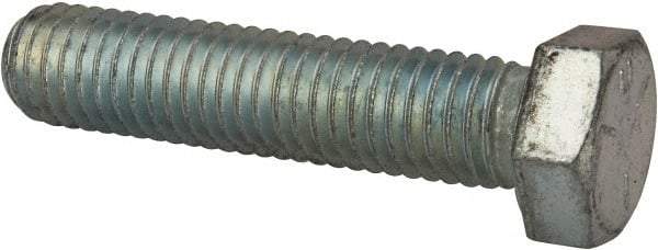 Made in USA - 1/2-13 UNC, 2-1/4" Length Under Head Hex Head Cap Screw - Fully Threaded, Grade 5 Steel, Zinc-Plated Finish, 3/4" Hex - Benchmark Tooling