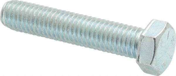Made in USA - 1/2-13 UNC, 2-1/2" Length Under Head Hex Head Cap Screw - Fully Threaded, Grade 5 Steel, Zinc-Plated Finish, 3/4" Hex - Benchmark Tooling