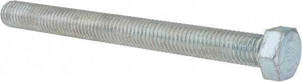 Made in USA - 1/2-13 UNC, 5-1/2" Length Under Head Hex Head Cap Screw - Fully Threaded, Grade 5 Steel, Zinc-Plated Finish, 3/4" Hex - Benchmark Tooling