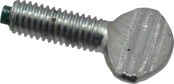 Made in USA - #10-32 Oval Dog Point Tip Grade 2 Steel Thumb Screw - 0.43" Head Height, Zinc-Plated Finish - Benchmark Tooling