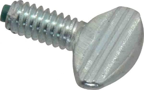 Made in USA - 1/4-20 Oval Dog Point Tip Grade 2 Steel Thumb Screw - 0.55" Head Height, Zinc-Plated Finish - Benchmark Tooling