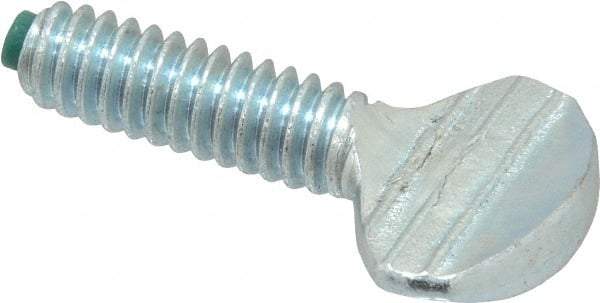 Made in USA - 1/4-20 Oval Dog Point Tip Grade 2 Steel Thumb Screw - 0.55" Head Height, Zinc-Plated Finish - Benchmark Tooling
