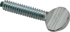 Made in USA - 1/4-20 Oval Dog Point Tip Grade 2 Steel Thumb Screw - 0.55" Head Height, Zinc-Plated Finish - Benchmark Tooling