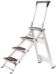 Little Giant Ladder - 4 Steps, 3' High, Type IA Rating, Aluminum Step Ladder - 300 Lb Capacity, 22-1/2" Base Width - Benchmark Tooling