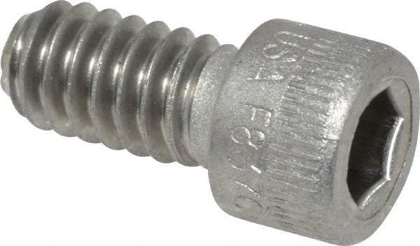 Holo-Krome - 1/4-20 UNC Hex Socket Drive, Socket Cap Screw - Grade 18-8 Stainless Steel, Uncoated, Fully Threaded, 1/2" Length Under Head - Benchmark Tooling