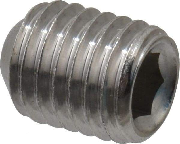 Value Collection - 1/4-28 UNF, 5/16" OAL, Cup Point Set Screw - Grade 18-8 Stainless Steel, 1/8" Key - Benchmark Tooling
