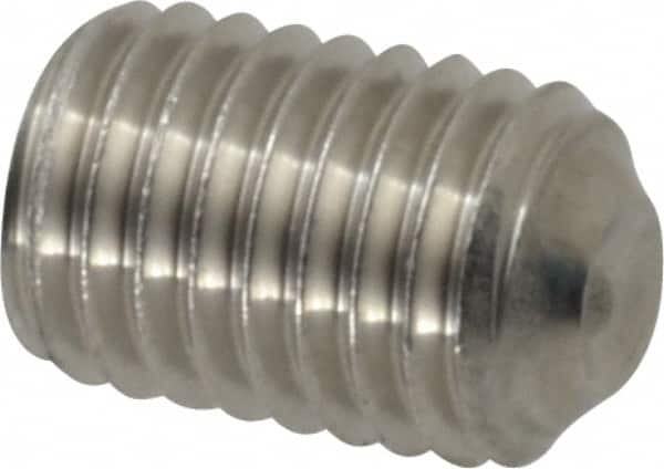 Value Collection - 1/4-28 UNF, 3/8" OAL, Cup Point Set Screw - Grade 18-8 Stainless Steel, 1/8" Key - Benchmark Tooling
