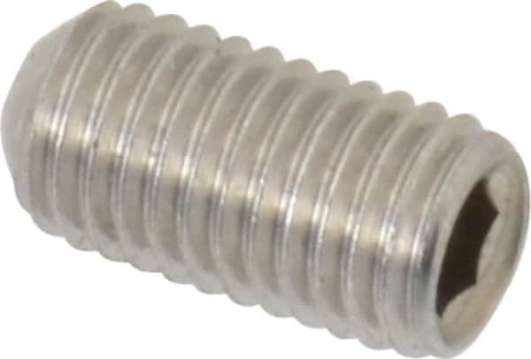 Value Collection - 1/4-28 UNF, 1/2" OAL, Cup Point Set Screw - Grade 18-8 Stainless Steel, 1/8" Key - Benchmark Tooling